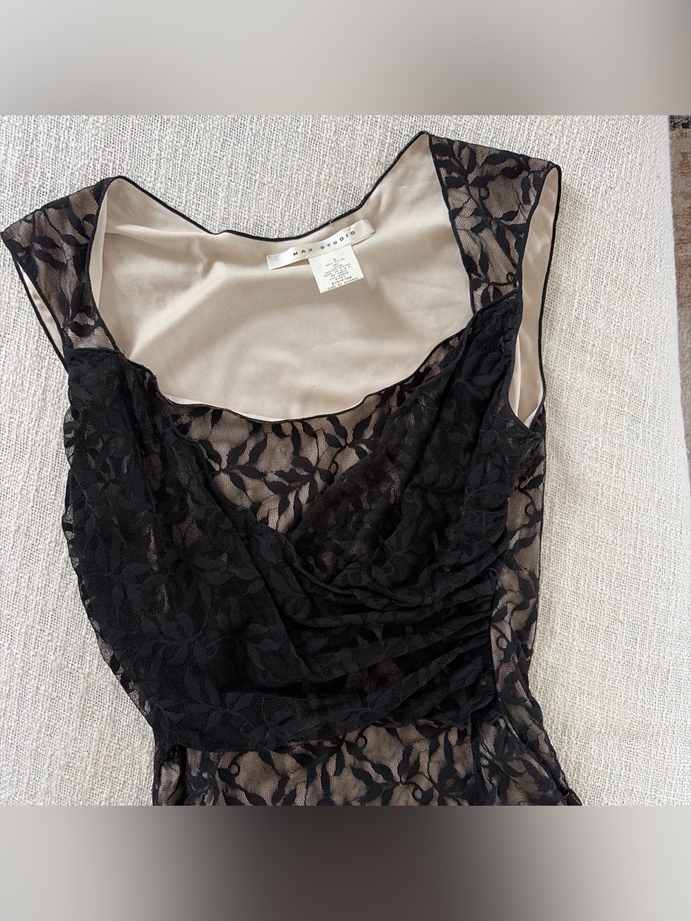 Max Studio Black Lace Dress with Nude Lining